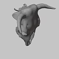 Vintage Bull Skull with Natural Horns as Decorative Wall Art Piece