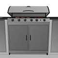 Outdoor Kitchen Appliance With Lid Control Knobs And Storage Cabinets For Family Grilling