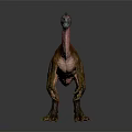 Feathered Dinosaur Character Standing With Brown Yellow Skin Spiked Back Long Tail Sharp Claws