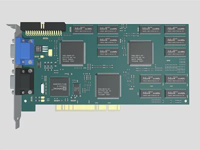 High Performance Computer Expansion Card With Green Circuit Board Multiple Chips And Ports 3d model
