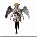 Blonde Haired Female Character With Angelic White Wings And Star Patterned Outfit