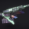 Detailed Futuristic Sci Fi Mechanical Structure With Green Purple Metallic Design