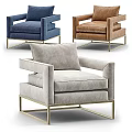 Modern Accent Chairs In Blue Brown Beige With Gold Metal Frame And Comfortable Seats