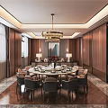 Luxurious Private Dining Room Interior With Round Dining Table Chandelier And Wine Cabinet