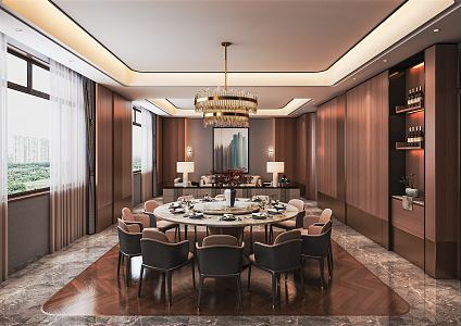 Modern Rooms Hotel Dining Rooms Dining Rooms Dining Rooms Dining Rooms Dining Rooms Dining Rooms Artistic Chandeliers Round Tables and Chairs 3d model