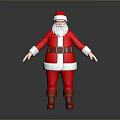 Santa Claus In Red Costume And Hat With White Beard Standing On Gray Background