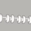 Modern Minimalist Linear Chandelier With Six White Circular Globes On Horizontal Rod