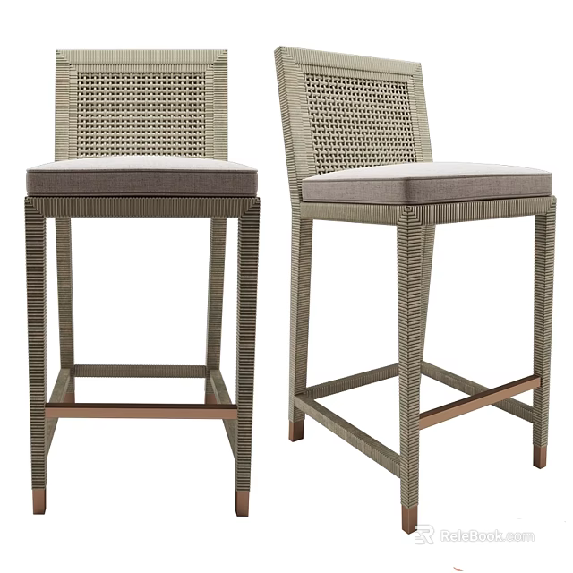 Woven Single Chair With Upholstered Seat For Modern Dining Room Decor 3d model 