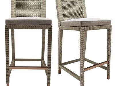 Woven Single Chair With Upholstered Seat For Modern Dining Room Decor 3d model