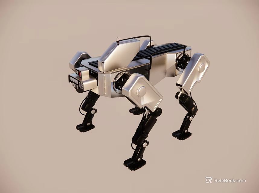 Smart Four Legged Robot With Mechanical Structure And Silver Body 3d model 