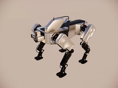 Smart Four Legged Robot With Mechanical Structure And Silver Body 3d model