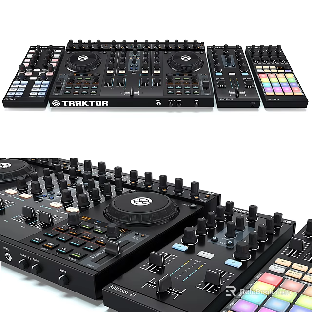 Professional DJ Mixer Controller with Multiple Knobs and Audio Buttons for Music Mixing 3d model 