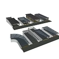 Road Facilities With Transparent Canopies Multiple Connected Structures And Yellow Ground Lines 3d model