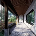Traditional Courtyard Garden With Circular Pond Lotus Leaves Stone Path And Trees