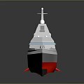 Sleek Modern Warship With White Superstructure Red Hull Bottom And Naval Deck Equipment