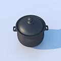 Black Cooking Pot With Lid And Side Handles For Kitchen Use 3d model