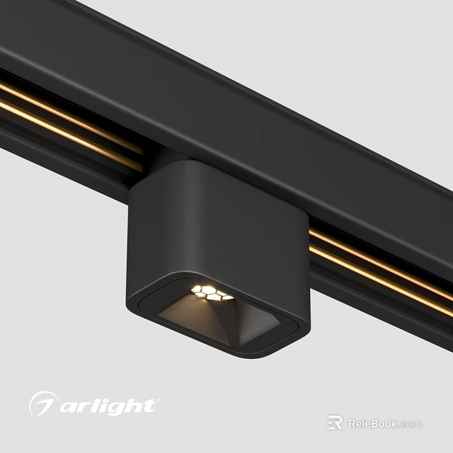 Modern Black Track Mounted Downlight Spotlight with Sleek LED Lighting Design 3d model 