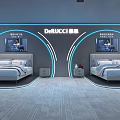 Modern Bedroom Showroom Display With DarUCCI Double Beds And Blue Lighting