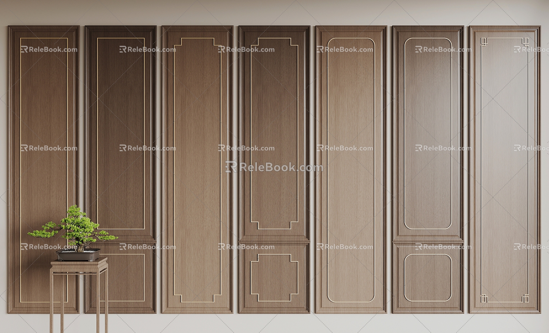 New Chinese Style Wall Panel 3d model