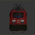 Long Red Train With Multiple Carriages And Modern Design On Gray Background 3d model