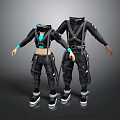 Tactical Black Clothing With Suspenders And Multi Pocket Design For Modern Style
