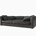 Black Leather Large Sofa With Comfortable Cushions And Modern Design 3d model