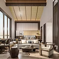 Hotel Guest Room Featuring Floor to Ceiling Windows Scenic View Wooden Ceiling and Bird Painting