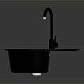 Stylish Black Kitchen Sink Furniture With Modern Faucet And Drainboard Design