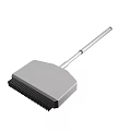 Practical Household Cleaning Brush with Long Metal Handle and Rectangular Black Bristles