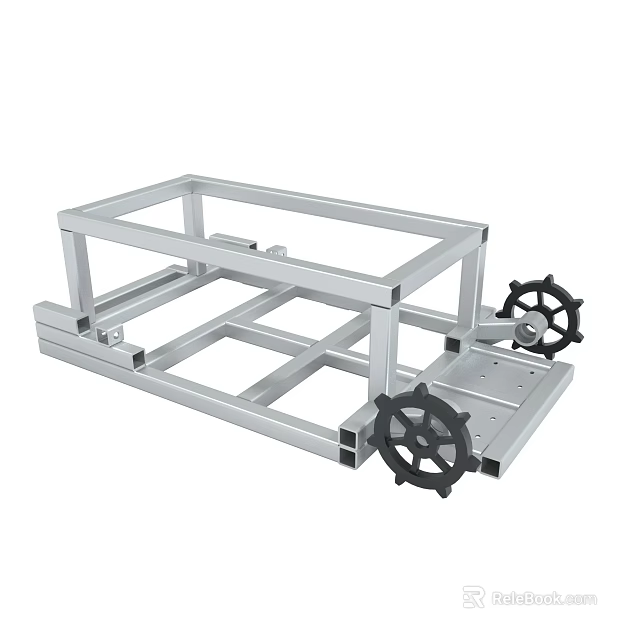 Sturdy Metal Frame Structure With Black Wheels For Mobile Industrial Support 3d model