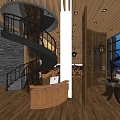 Wooden Restaurant Interior Design With Warm Lighting Dining Tables And Decorative Screens