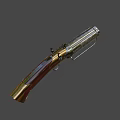 Vintage Firearm With Wooden Grip And Metal Barrel Featuring Engraved Text
