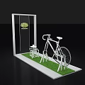 Scenic Photo Check In Spot With Circular White Structure Green Grass And Bicycles