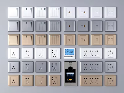Various Switch Panels Designs With Multiple Colors Socket Combinations And Digital 3d model
