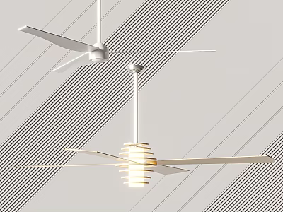 Modern Ceiling Air Conditioner Fan with Stylish White Blades and LED Light Design 3d model