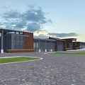 Modern Residential Building Exterior With Brick Facade Balconies Green Lawn And Clear Sky
