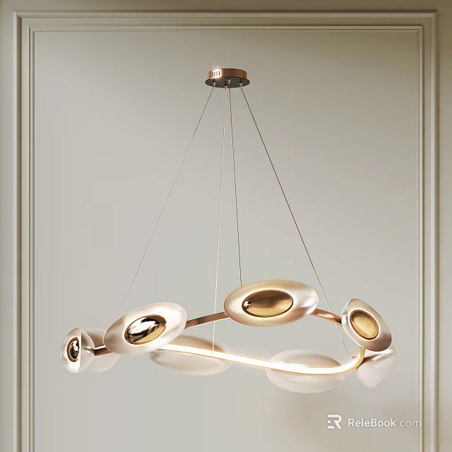 Modern Stylish Chandelier With Circular Ring Design Metal Frame Hanging From Ceiling For Interior Decor 3d model