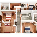 Detailed Bird's Eye View Of House Floor Plan With Bedrooms Staircase Bathrooms And Wooden Floors