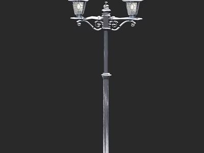 Vintage Street Lamp With Double Light Fixtures And Classic Metal Design 3d model
