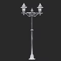 Vintage Street Lamp With Double Light Fixtures And Classic Metal Design