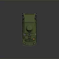 Green Military Armored Vehicle with Number 1305 Turret and Wheels