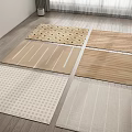 Square Rugs with Diverse Patterns and Neutral Tones on Wooden Floor 3d model