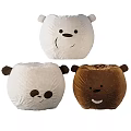 Plush Cartoon Bear Design Stools in White and Brown for Children