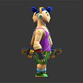 Cartoon Characters Wearing Headphones Purple Tank Tops Green Shorts Holding Skateboards Front Back Views