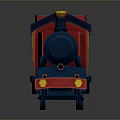Red And Blue Train Model With Multiple Carriages Yellow Headlights And Shiny Wheels 3d model
