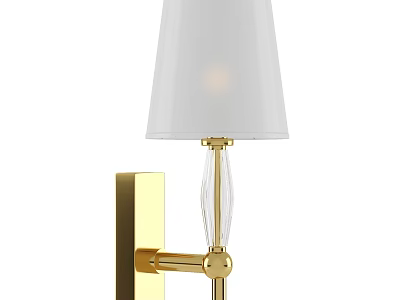 Modern Wall Mounted Gold Wall Lamp With White Lampshade And Crystal Decor 3d model