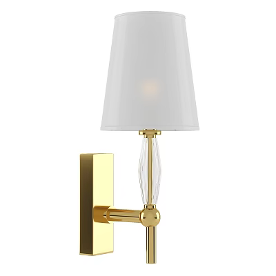 Modern Wall Mounted Gold Wall Lamp With White Lampshade And Crystal Decor 3d model