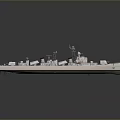 Detailed Military Warship Model with Gray Hull Antennas and Weapon Systems