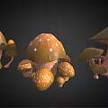 Detailed 3D Models of Various Mushroom Vegetables with Different Shapes and Sizes