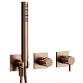 Modern Rose Gold Shower Faucet Set With Handheld And Rainfall Components
